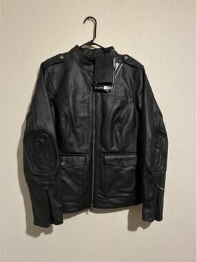 Harley-Davidson Women's Black Leather Motorcycle Jacket Size XL